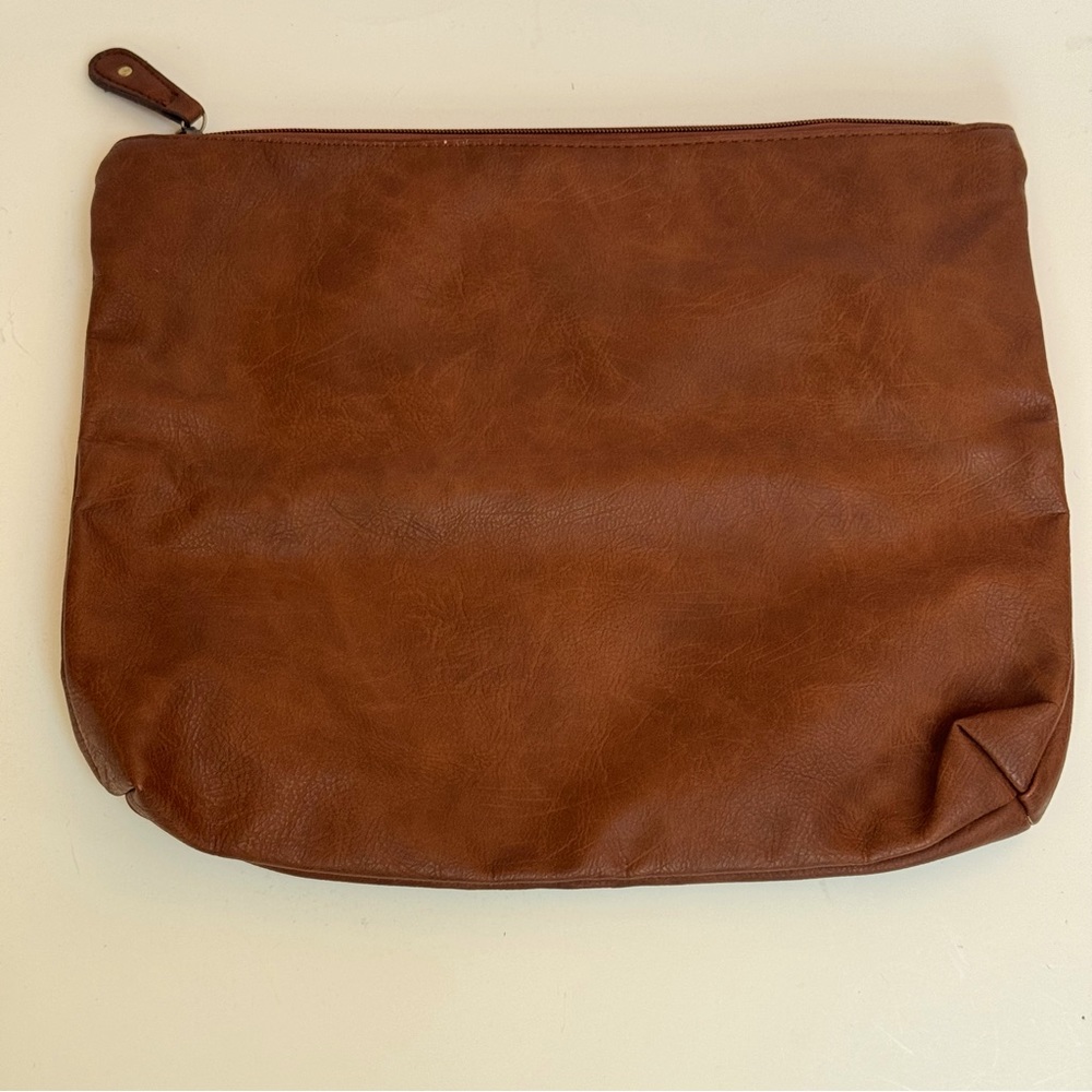 NWOT Free People Pouch Clutch Bag Brown Saddle Vegan Leather